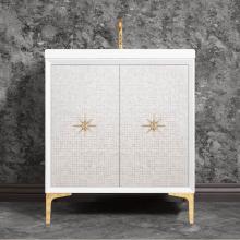 Linkasink VAN30W-028PB - Mother of Pearl with 3'' Polished Brass Star Hardware, 30'' Wide Vanity, White