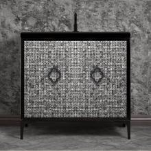 Linkasink VAN36B-006BC - Mother of Pearl 36'' Wide Black Vanity with Satin Black Arabesque Pull and Hardware, 36&