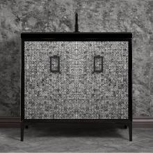 Linkasink VAN36B-007BC - Mother of Pearl 36'' Wide Black Vanity with Satin Black Coach Pull and Hardware, 36&apos