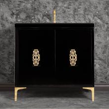 Linkasink VAN36B-011PB - Frame 36'' Wide Black Vanity with Polished Brass Deco Grate and Legs, 36'' x 2