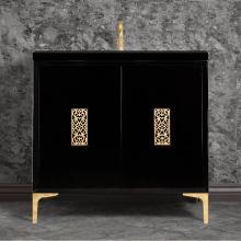 Linkasink VAN36B-012PB - Frame 36'' Wide Black Vanity with Polished Brass Filigree Grate and Legs, 36''