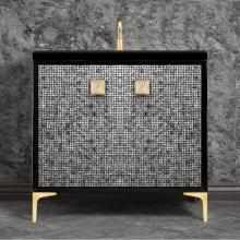 Linkasink VAN36B-015SB-BRS - MOTHER OF PEARL with 3'' Artisan Glass Prism Hardware 36'' Wide Vanity, Black,