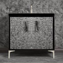 Linkasink VAN36B-016SN-06 - MOTHER OF PEARL with 8'' Artisan Glass Prism Hardware 36'' Wide Vanity, Black,