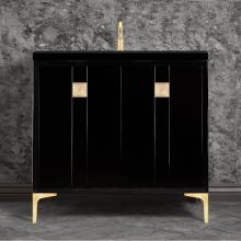 Linkasink VAN36B-019SB-BRS - TUXEDO with 3'' Artisan Glass Prism Hardware 36'' Wide Vanity, Black, Satin Br