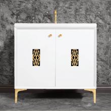 Linkasink VAN36W-011PB - Frame 36'' Wide White Vanity with Polished Brass Deco Grate and Legs