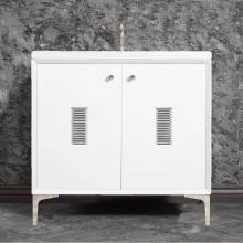 Linkasink VAN36W-013PN - Frame 36'' Wide White Vanity with Polished Nickel Louver Grate and Legs