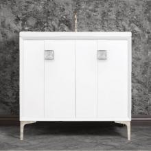 Linkasink VAN36W-019PN-SLV - TUXEDO with 3'' Artisan Glass Prism Hardware 36'' Wide Vanity, White, Polished