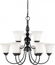 Nuvo 60/1843 - Dupont - 9 Light 2 Tier Chandelier with Satin White Glass - Dark Chocolate Bronze Finish