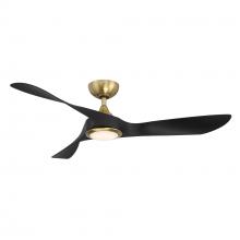 WAC Smart Fan Collection F-074L-SB/MB - Swirl Soft Brass/Matte Black WITH LUMINAIRE